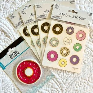 NEW Unopened Hobby Lobby 🍩 donut stickers - 4 pk 8 sheets 80 stickers + eraser